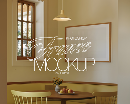 DIN A Landscape Frame Retro Dining Mockup