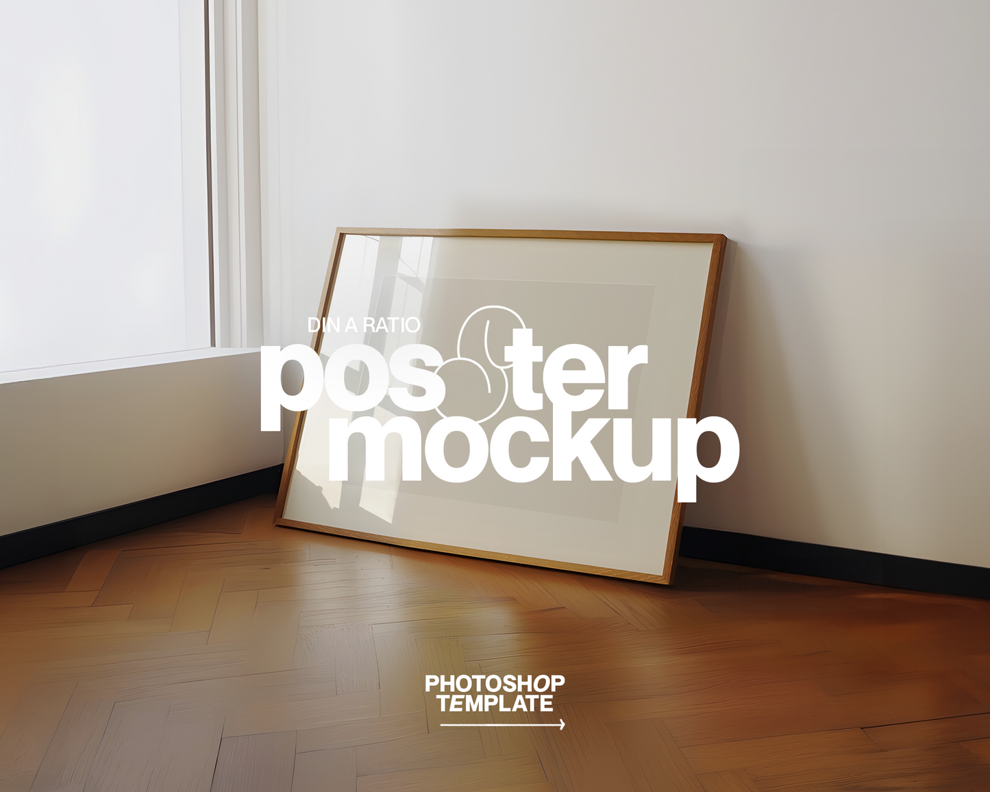 DIN A Landscape Leaning Wood Frame Mockup