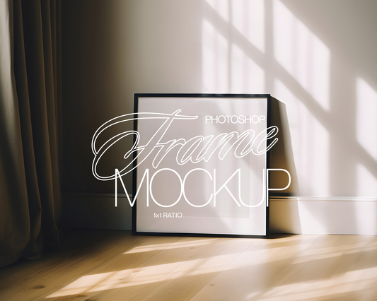 1x1 Black Frame Moody Lighting Mockup