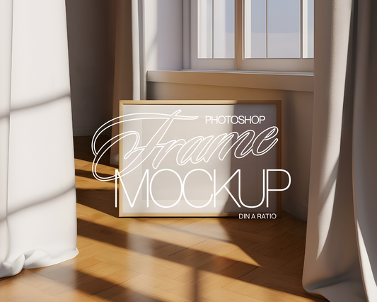 DIN A Landscape Light Wood Frame Mockup