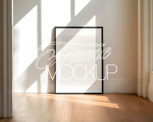 DIN A Black Leaning Frame in Loft  Mockup