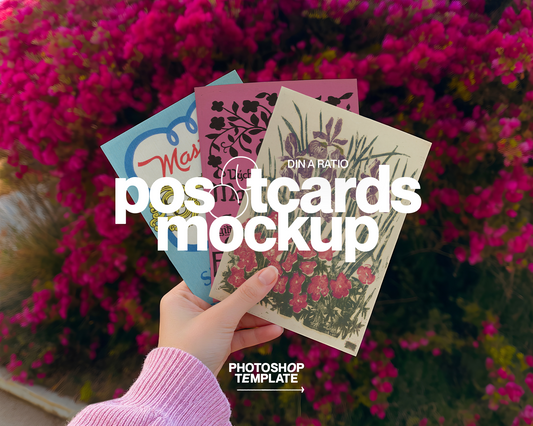 Three Postcards Bougainvillea Coastline Mockup