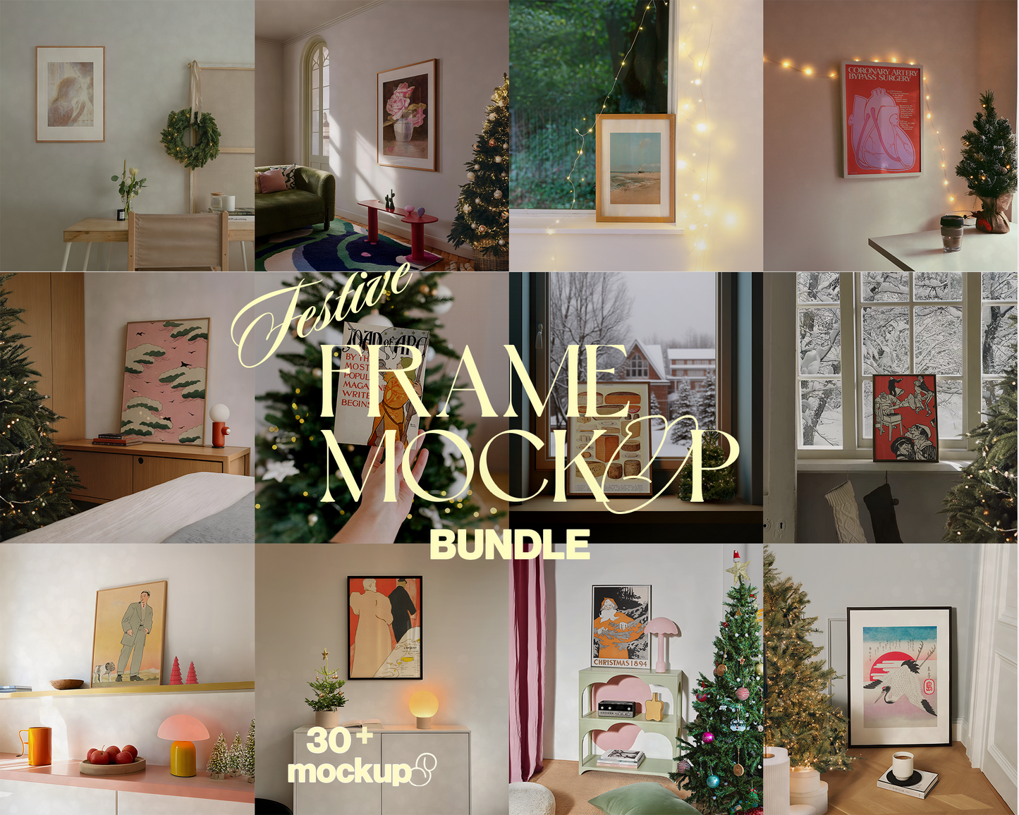 32 Festive Frames - Poster Mockup Bundle