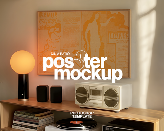 DIN A Large Landscape Frame in Retro Scene Mockup