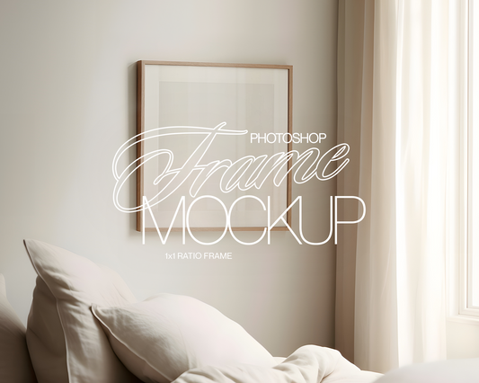 1x1 Wood Frame Luxurious Bedroom Mockup