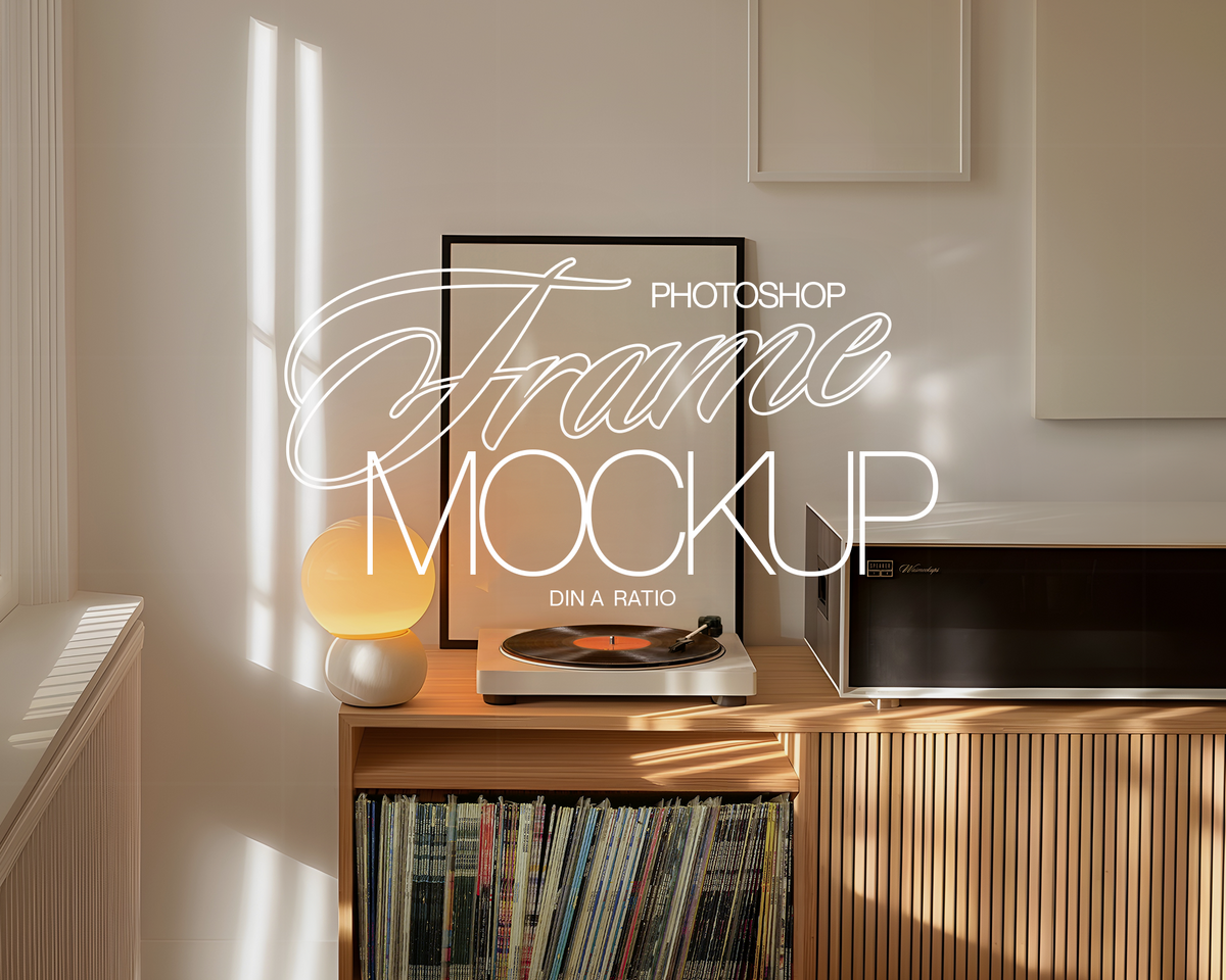 DIN A Vertical Frames Retro Scene Vinyl Player Mockup – WasMockups