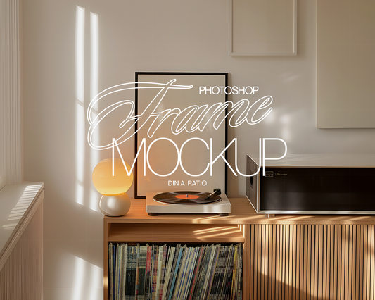 DIN A Frames Retro Scene with Vinyl Player Mockup