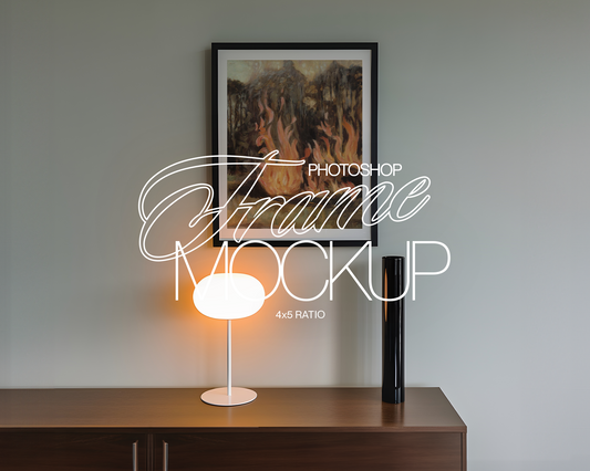 4x5 Black Frame with Warm Moody Lighting Mockup