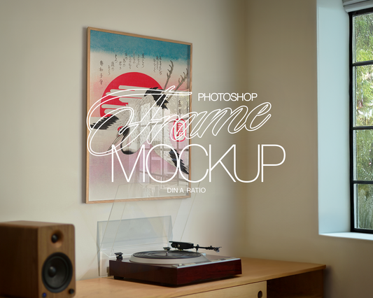 DIN A Frame Record Player By Window Mockup