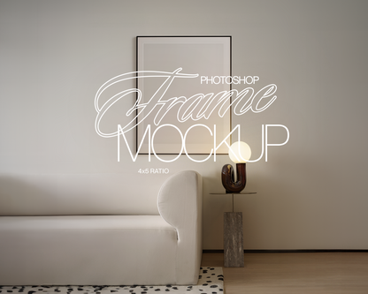 4x5 Frame in Retro Living Room Scene Mockup