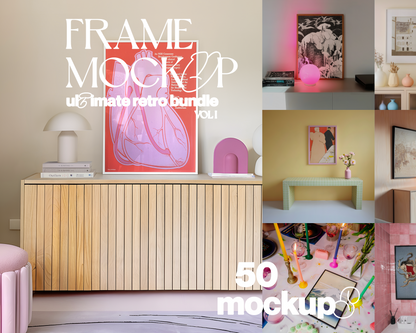 50 Retro Frame Mockups Bundle - Vertical DIN A Ratio