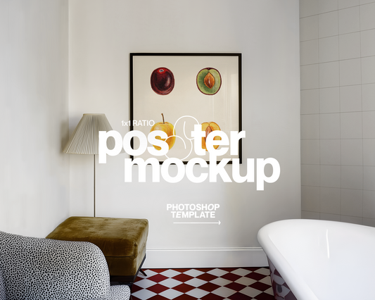1x1 Frame in Retro Bathroom Mockup