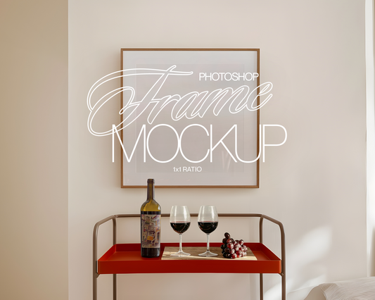 1x1 Frame Red Bar Cart Mockup