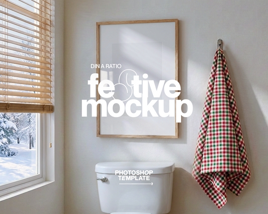 DIN A Vertical Festive Bathroom Mockup