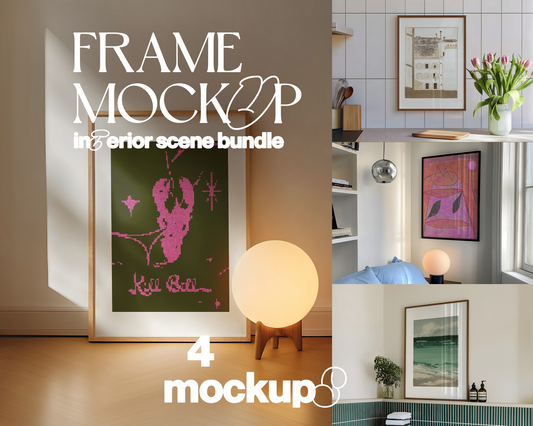 4 x Frame Mockups in Styled Home Interiors Bundle
