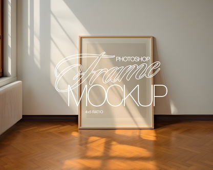 4x5 Leaning Frame Minimalist Honey Tones Mockup