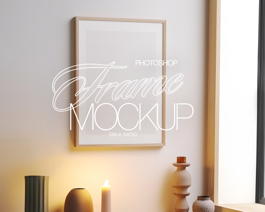 DIN A Wood Frame Ambient Lighting Mockup