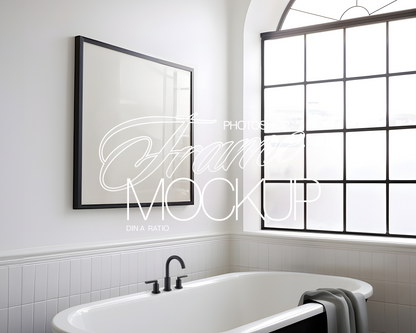 1x1 Black Frame Classic Bathroom Mockup