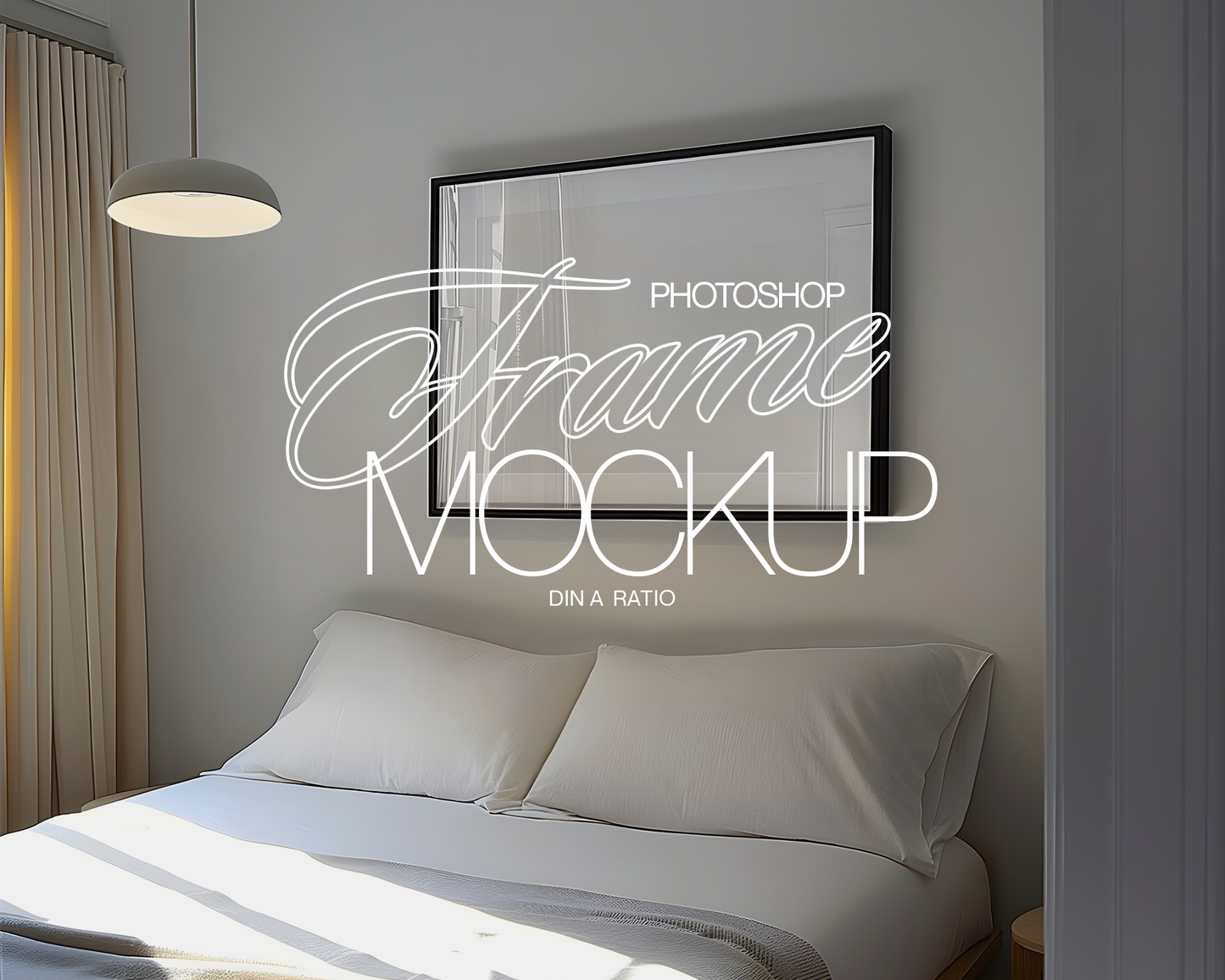 Black Frame Landscape Lux Bedroom Mockup