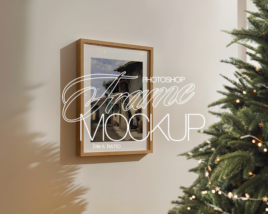 A4 Wood Frame with Christmas Tree Mockup