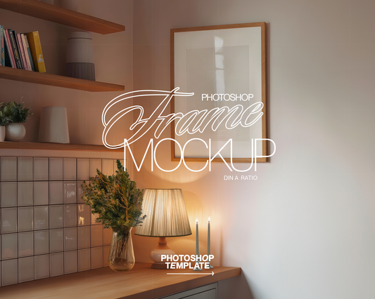 DIN A Vertical Frame in Moody Kitchen Mockup