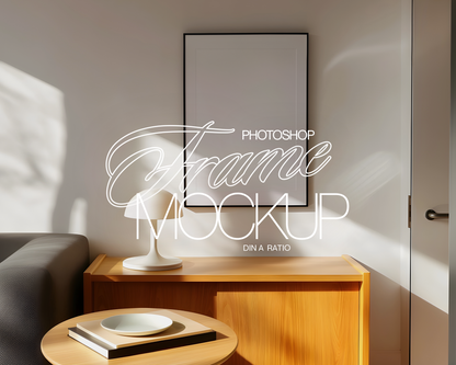 DIN A Black Frame Japandi Scene Mockup