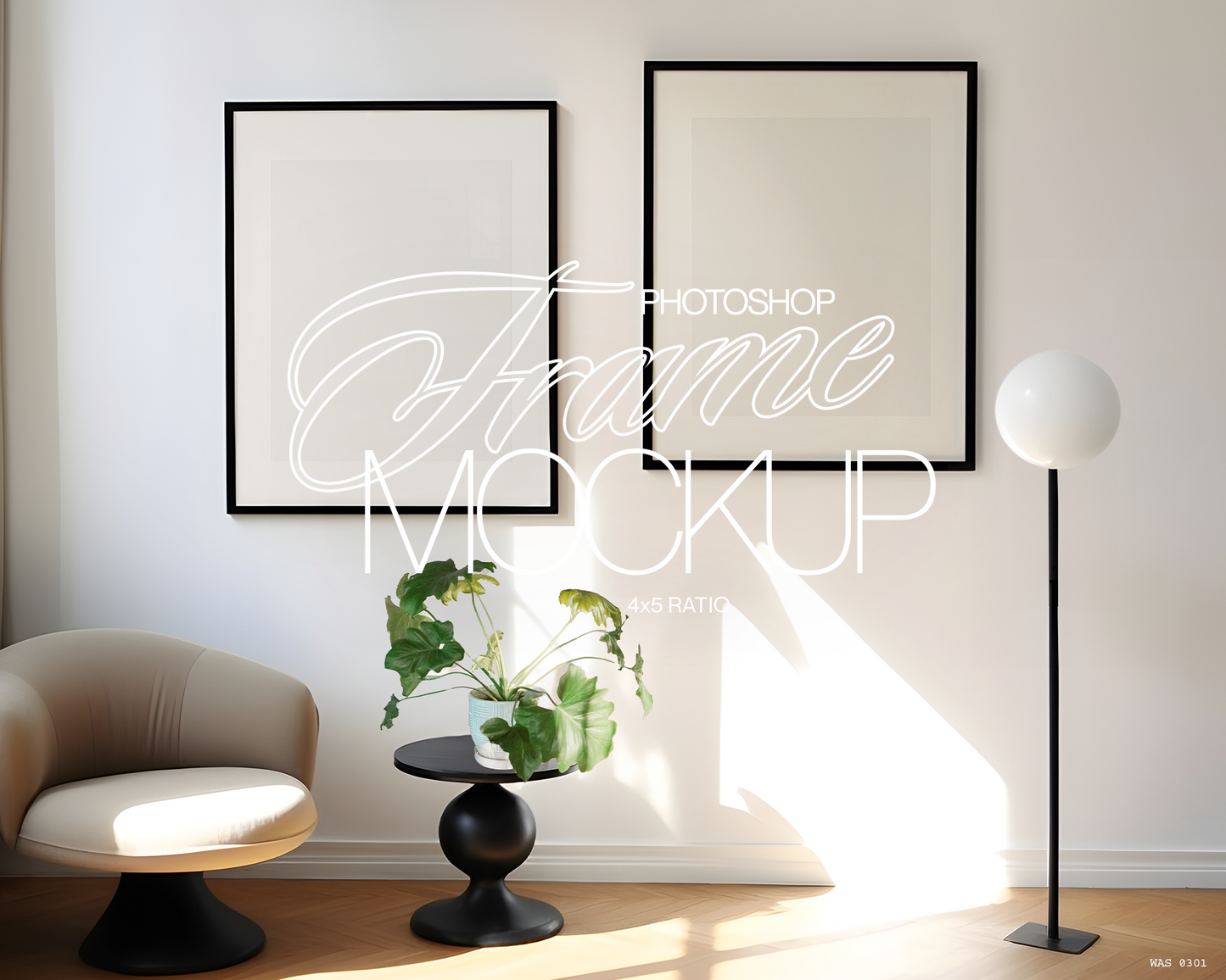 Two 4x5 Black Frames Luxury Interior Mockup
