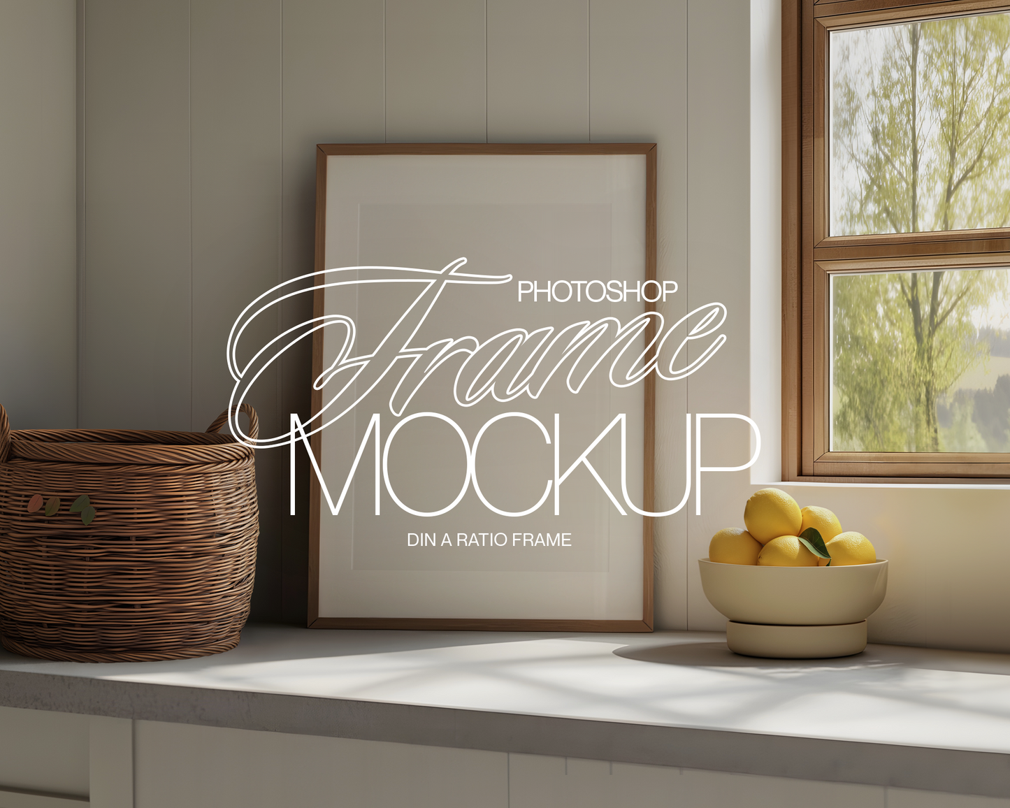 DIN A Leaning Frame in Kitchen Mockup