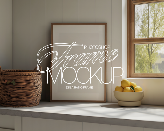 DIN A Leaning Frame in Kitchen Mockup