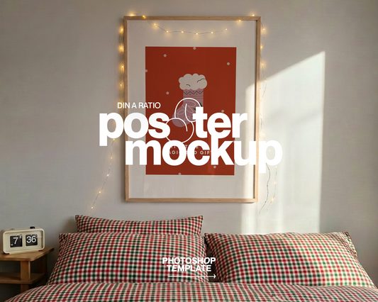 Vertical Frame Festive Bedroom Mockup