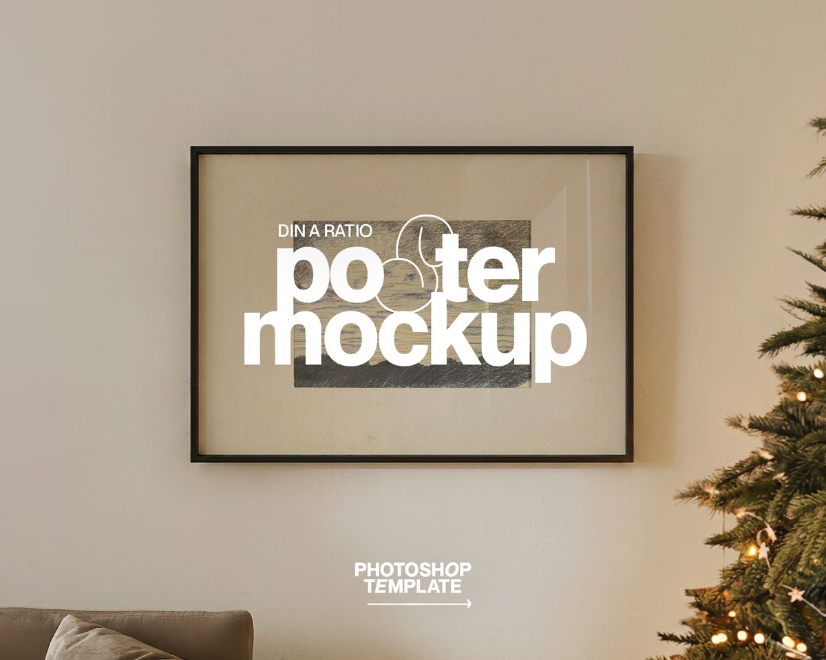 DIN A Landscape Frame on Christmas Mockup
