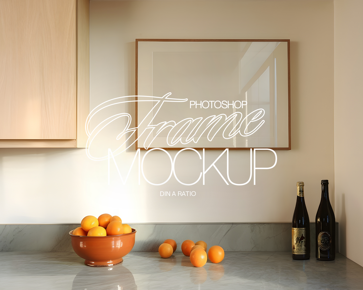 DIN A Landscape Frame Kitchen Scene Mockup