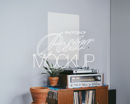 DIN A Poster with Vinyl Player Mockup