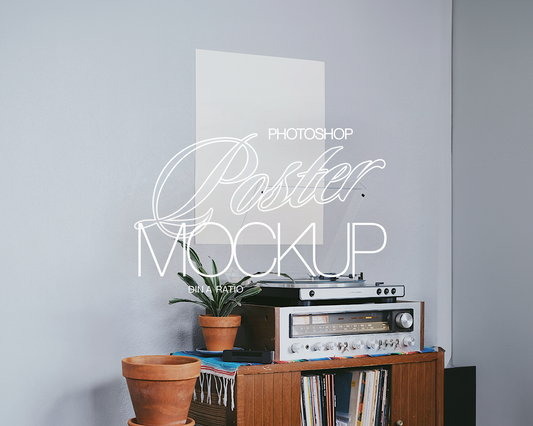 DIN A Poster with Vinyl Player Mockup