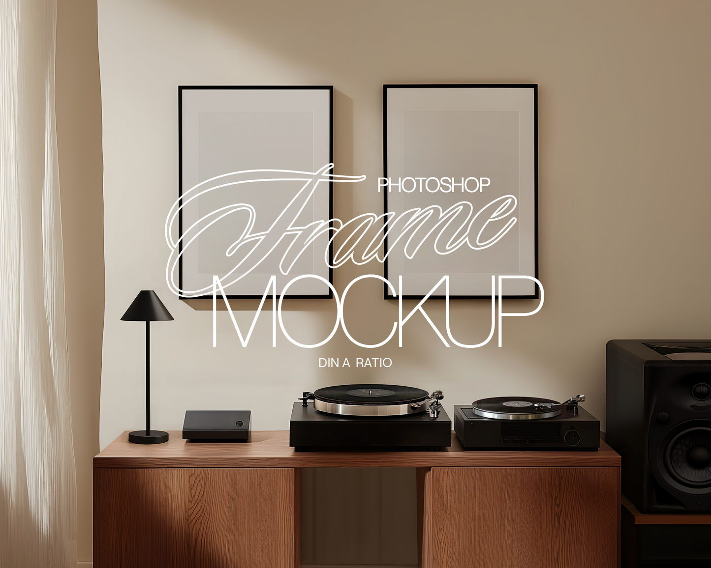 Set of Two Frames Retro Vinyl Scene Mockup