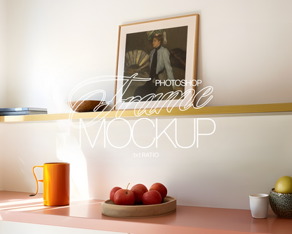 1x1 Frame in Retro Modern Kitchen Mockup