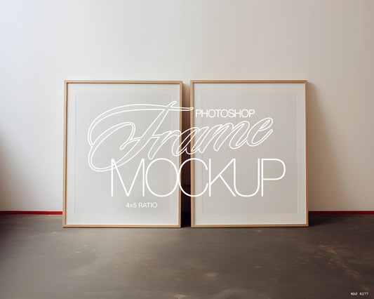 Two Wood Frames on Concrete Floor Mockup