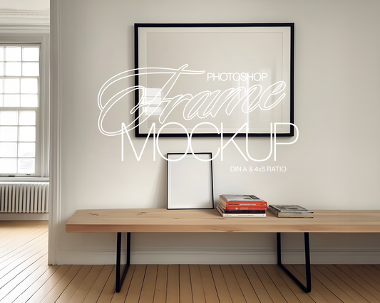 DIN A Landscape Frame and 4x5 Vertical Frame Loft Mockup