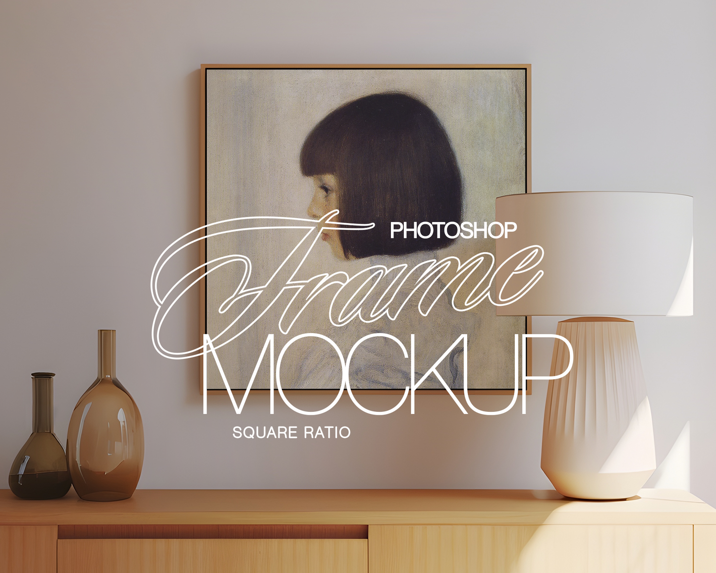 1x1 Wood Frame with Decor Options Mockup