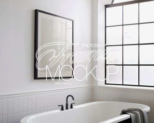 DIN A Black Frame in Luxury Bathroom Mockup