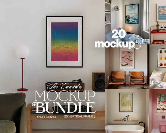 DIN A Curated 20 Mockup Bundle for Vertical Artwork