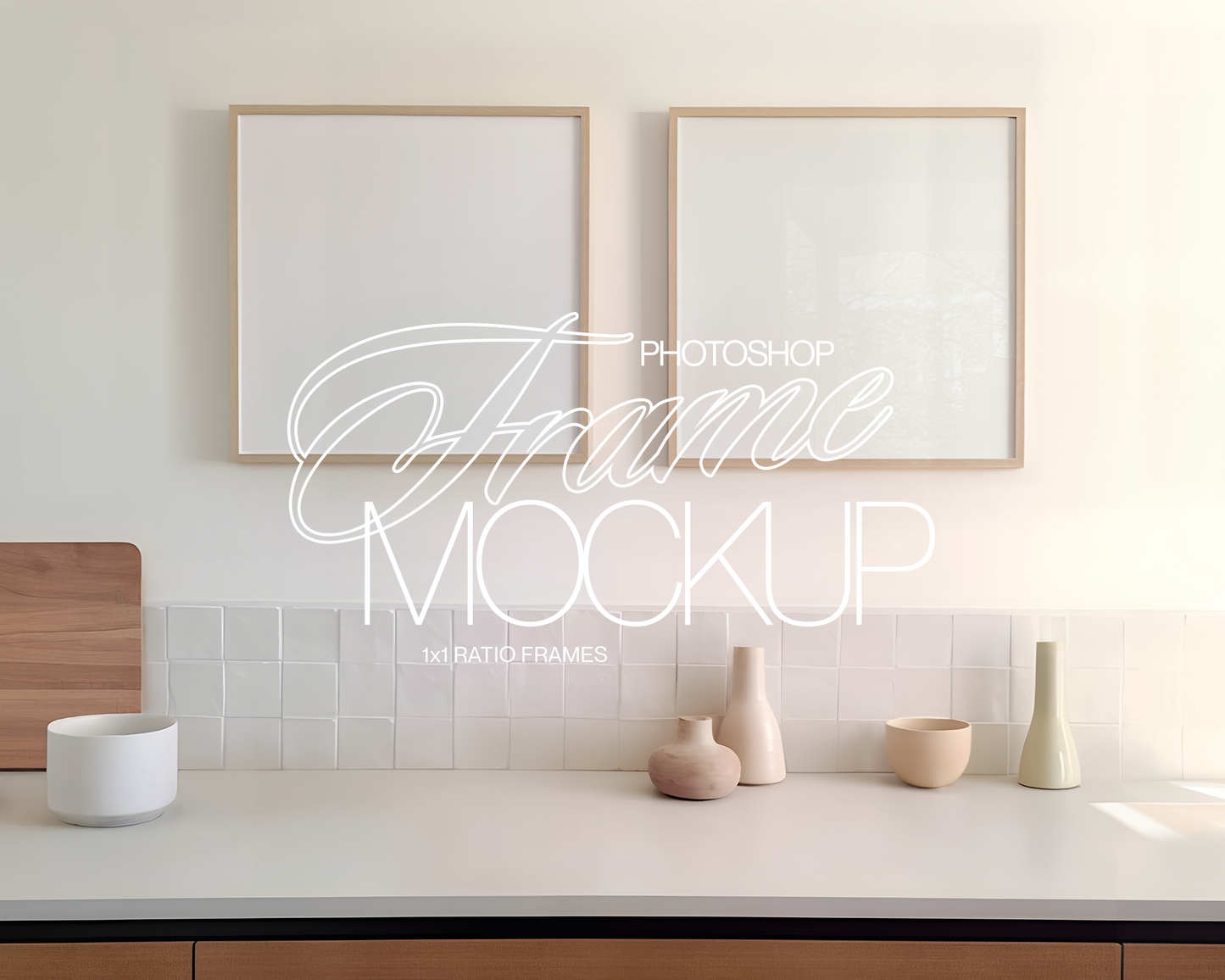 Set of Two Square Frames Kitchen Interior Mockup