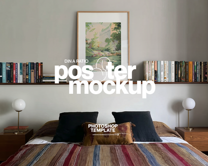 DIN A Vertical Frame Bohemian Bedroom Mockup