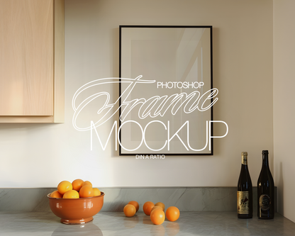 DIN A Black Vertical Frame Kitchen Mockup