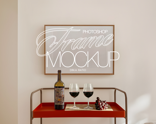 DIN A Landscape Frame Bar Cart Mockup