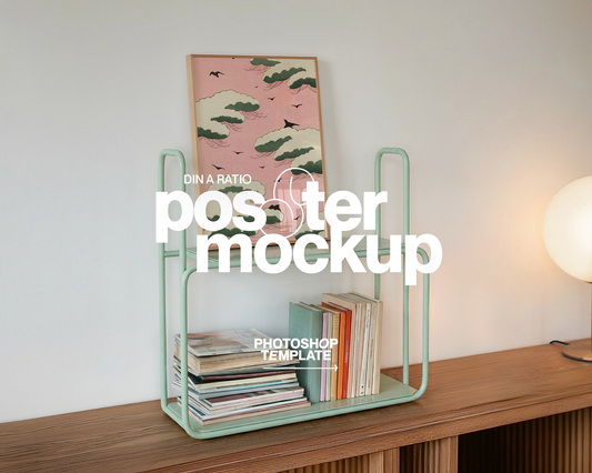 DIN A Frame on Retro Shelf Mockup