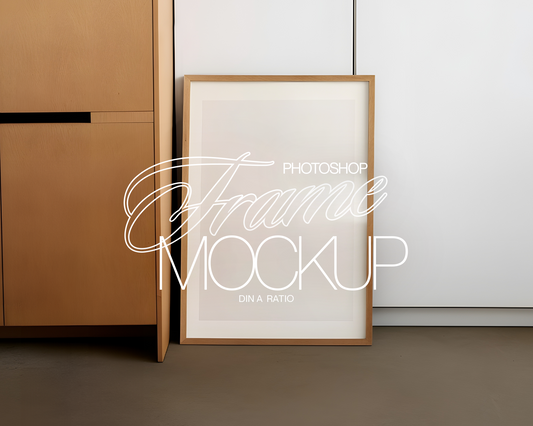 DIN A Wood Frame Home Office Mockup