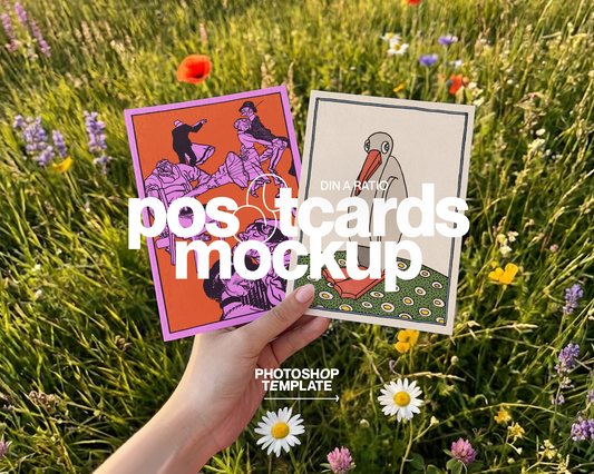 Two A5 Posters in Meadow with Wildflowers Mockup