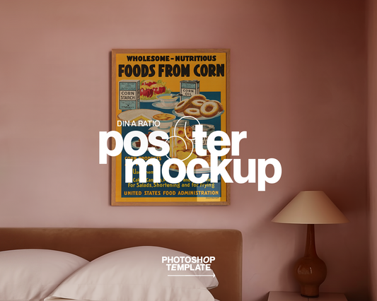 DIN A Vertical Frame in Pastel Pink Bedroom Mockup