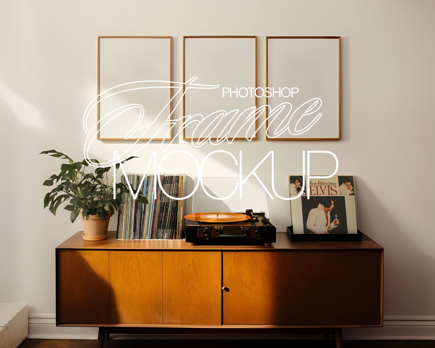 Three DIN A Frames and Vinyl Cover Mockup